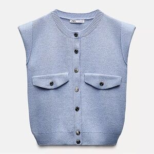 NWT ZARA FLAP POCKET KNIT VEST SIZE SMALL